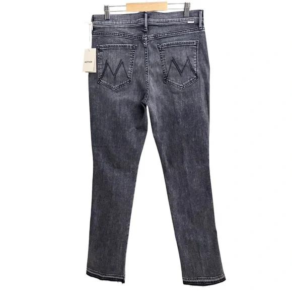 NWT Mother High Waisted Rascal Slice Undone Straight Leg Jeans Friday The 13th - Picture 4 of 11